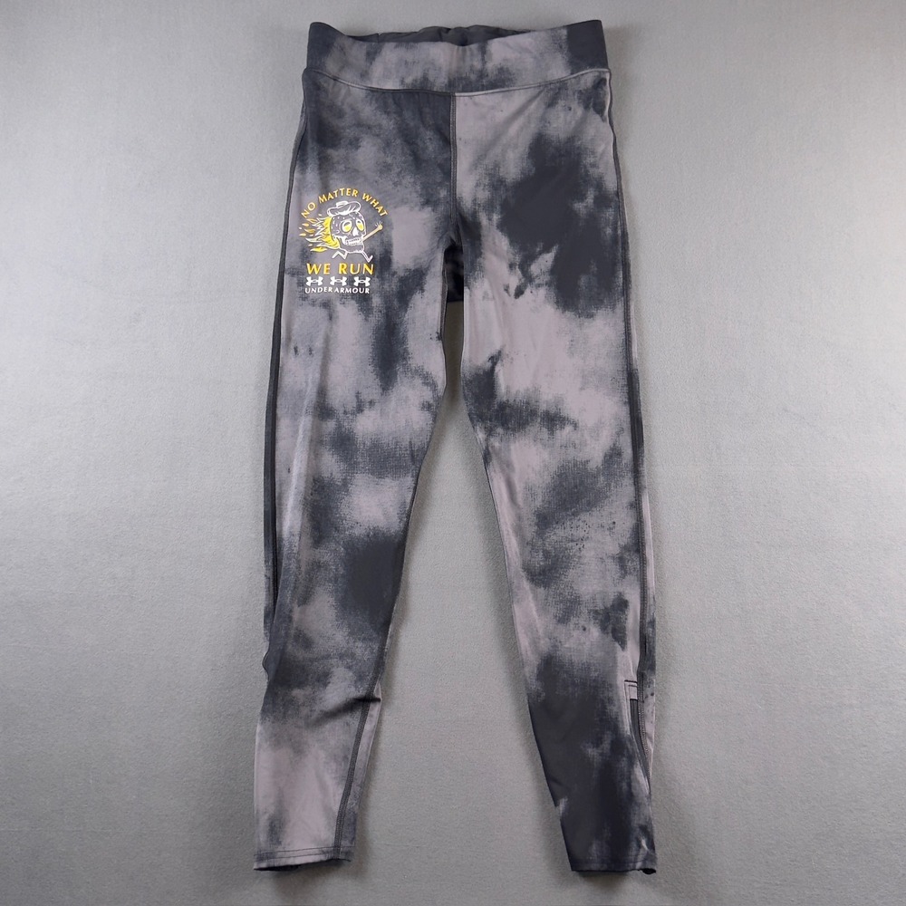 Under Armour Mens Speedpocket Running Tights Grey Tie Dye Skull Graphic Leggings